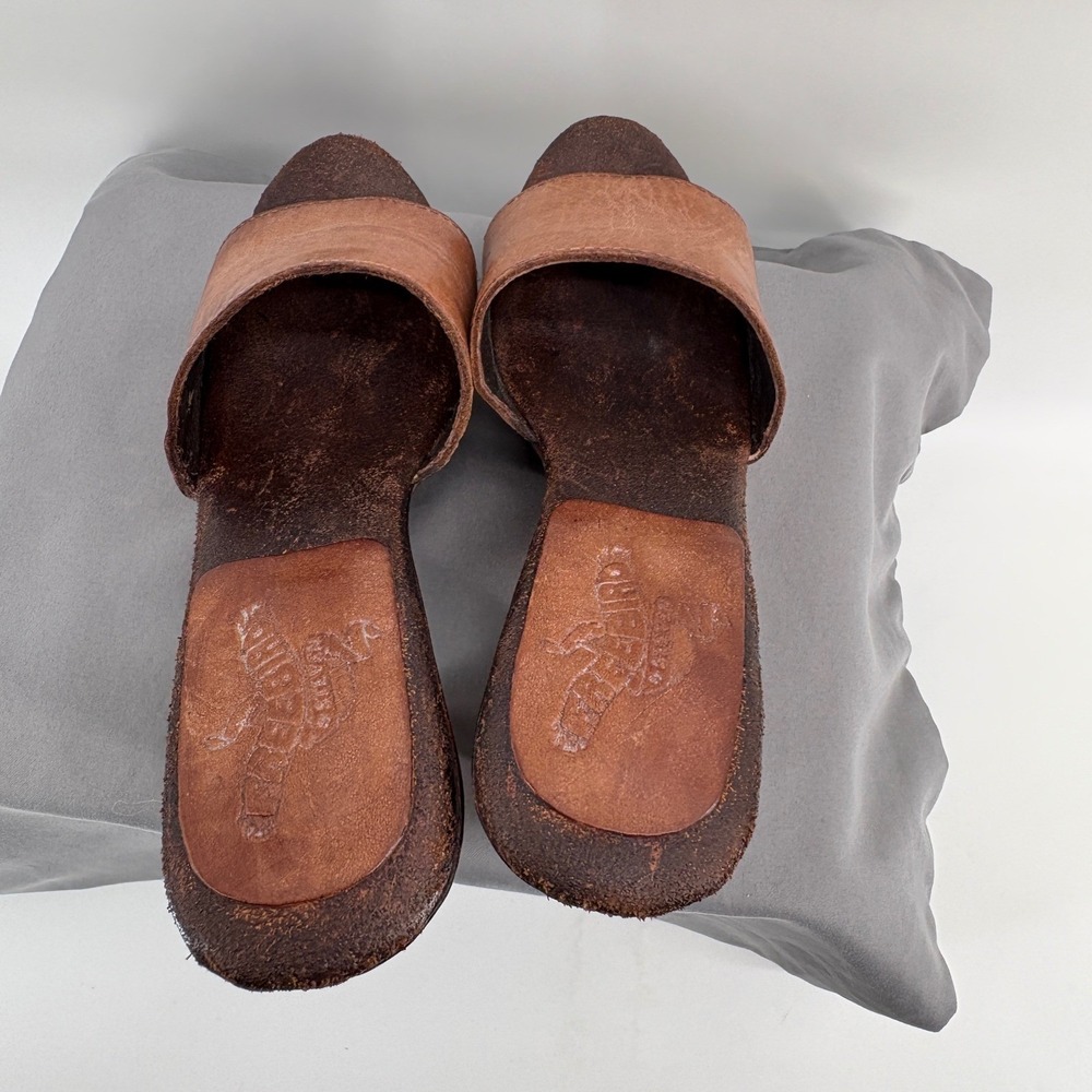 Freebird by Steven Cuba Tan Leather Wood Platform Clog Sandals Womens 7 FB-CUBA - Picture 6 of 14